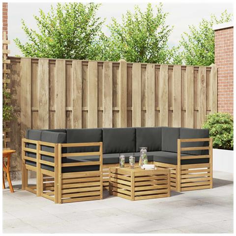 Set di divani da esterno 7 pcs Bianco e Antracite Poliestere - Foto 2