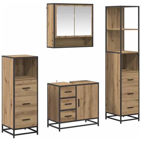 Set di mobili per il bagno con porta 4 pcs Rovere artigianale - Foto 1