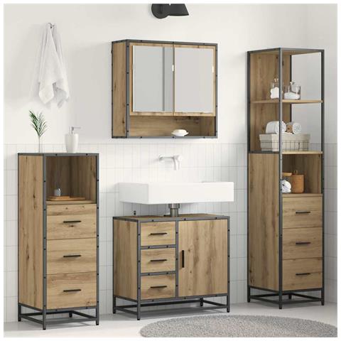 Set di mobili per il bagno con porta 4 pcs Rovere artigianale - Foto 2