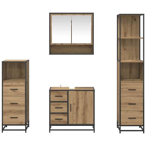 Set di mobili per il bagno con porta 4 pcs Rovere artigianale - Foto 9