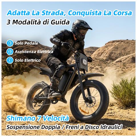 Bicicletta Elettrica R700 1500W, Batteria Rimovibile 52V 25Ah, 20 Pollici Fat Tire, 47KM /H, Display LCD - Foto 8