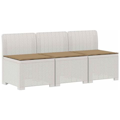 Divano da giardino 3 posti con cuscini in look rattan PP Bianco - Foto 1