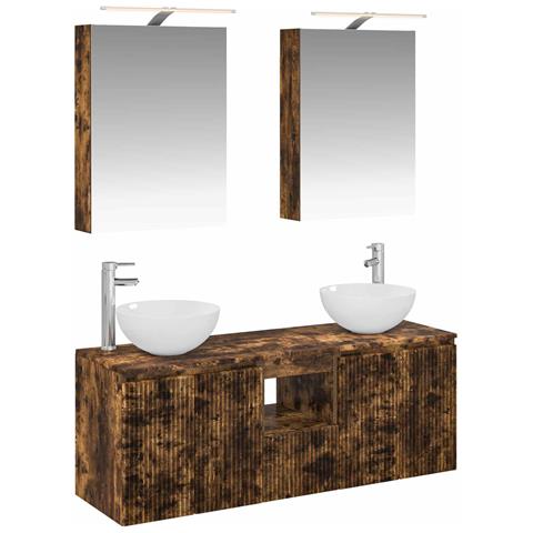 Set di Armadi da Bagno 5 pcs Rovere Fumo 50 x 14,5 x 70 cm - Foto 1