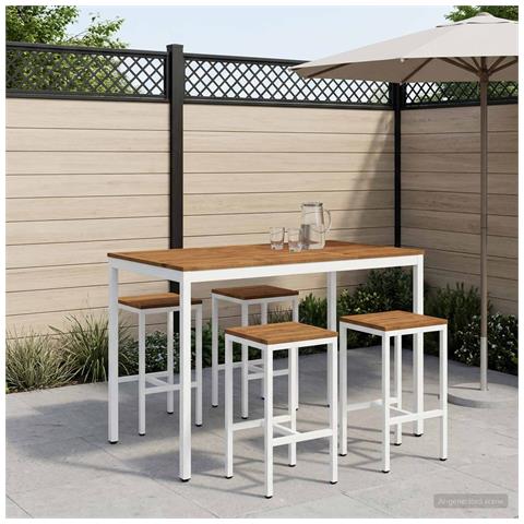 Tavolo Bar da Giardino Naturale e Bianco 147 x 88,5 x 105 cm - Foto 2
