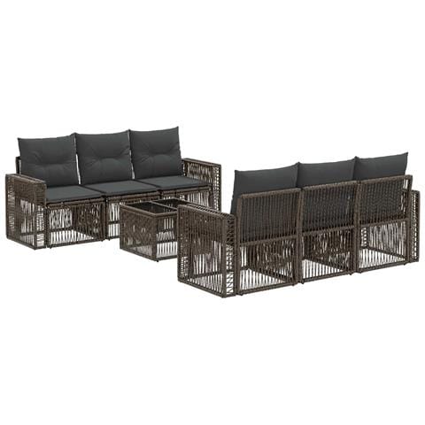 Set Divano da Giardino 7 pz Grigio polyrattan - Foto 1