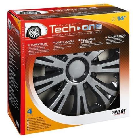 Copricerchi Auto Universali 14 Pollici Tech-one Avera Silver Black 31616 - Foto 2