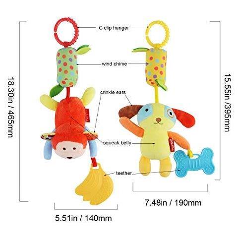 4packs Bambino Carrozzina Passeggino Giocattoli Rattle Piega Squeaky Sensoriale Giocattolo Educativo Newborn Car Seat Culla Libero Viaggi Peluche Wind Chime Con Massaggiagengive Per Ragazzi Ragazze (4 Pack) Hanging - Foto 2