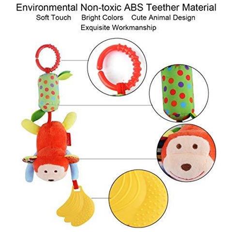 4packs Bambino Carrozzina Passeggino Giocattoli Rattle Piega Squeaky Sensoriale Giocattolo Educativo Newborn Car Seat Culla Libero Viaggi Peluche Wind Chime Con Massaggiagengive Per Ragazzi Ragazze (4 Pack) Hanging - Foto 4