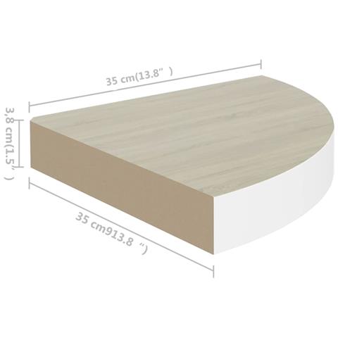 Mensola Angolare Rovere E Bianco 35x35x3,8 Cm In Mdf - Foto 2