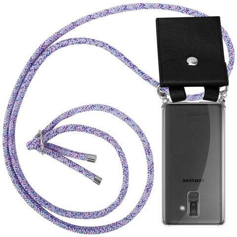 Catena Di Telefoni Cellulari Compatibile Con Samsung Galaxy J8 2018 In Unicorn - Coperchio Protettivo In Silicone Con Anelli D'argento, Cinturino In Corda E Custodia Staccabile - Foto 1