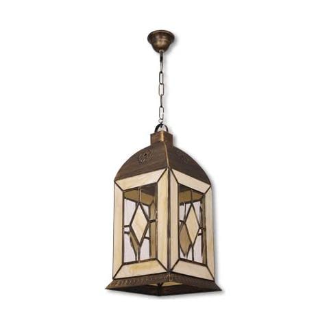 Lanterne Suspendue Moyenne Califa 1 X E27 Vieil Or Et Beige Hauteur Réglable X 25 X 25 Cm - Foto 6