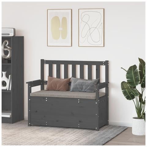 Panca Grigio 112,5x51,5x96,5 Cm In Legno Massello Di Pino - Foto 8