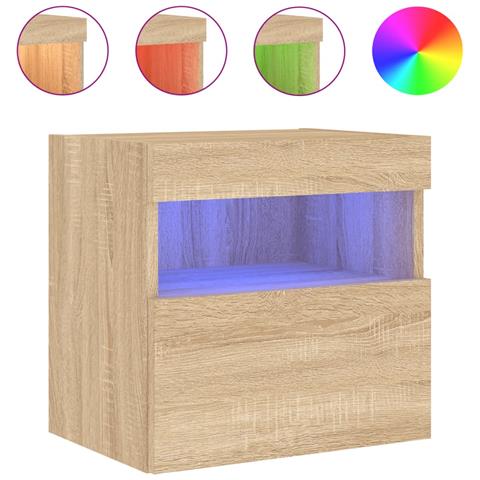 Mobile Tv A Parete Con Luci Led Rovere Sonoma 40x30x40 Cm - Foto 2