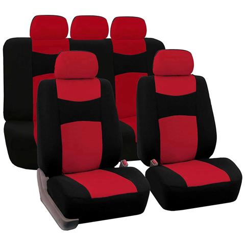 Kit Coprisedili Mod. A18 Per Auto Universale Con Copri Cintura E Volante Inclusi Completo Per Anteriori E Posteriori, Colore Rosso - Foto 1