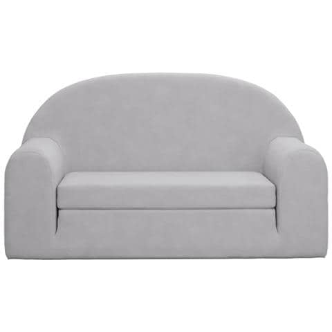 Divano Letto Bambini A 2 Posti Grigio Chiaro In Morbido Peluche - Foto 3