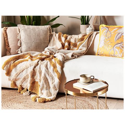 Coperta Mathura Cotone 130 X 180 Cm Beige - Foto 1