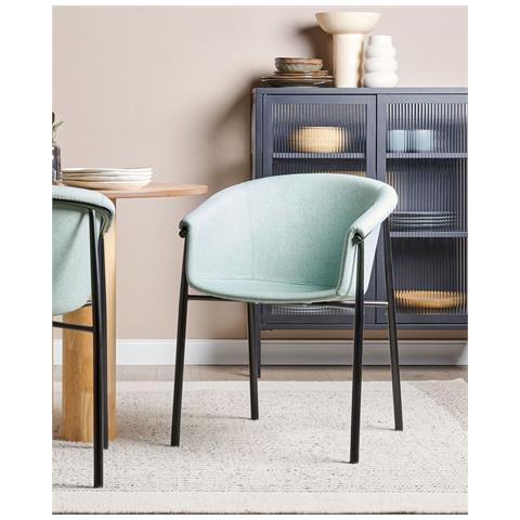 Set Di 2 Sedie Da Pranzo Tessuto Verde Menta Ames - Foto 1