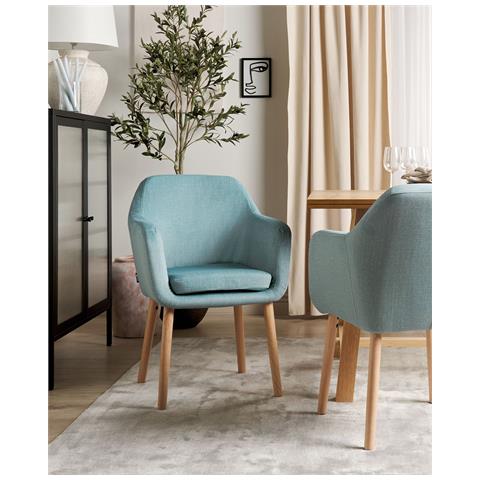 Sedia Da Pranzo Velluto Blu Yorkville Ii - Foto 1