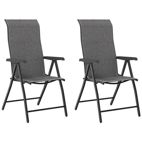 Sedie Pieghevoli Da Giardino 2 Pz Grigie In Polyrattan - Foto 2