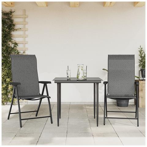 Sedie Pieghevoli Da Giardino 2 Pz Grigie In Polyrattan - Foto 1