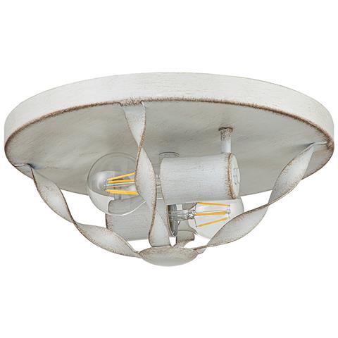 Plafoniera Industrial Nordica Bradbury Acciaio Bianco Antico 2 Luci E14 - Foto 2
