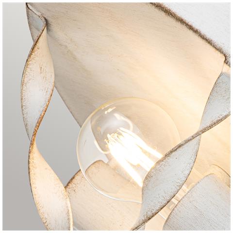 Plafoniera Industrial Nordica Bradbury Acciaio Bianco Antico 2 Luci E14 - Foto 5
