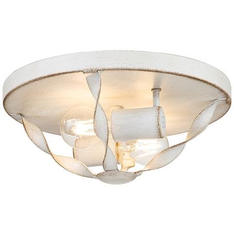 Plafoniera Industrial Nordica Bradbury Acciaio Bianco Antico 2 Luci E14 - Foto 1