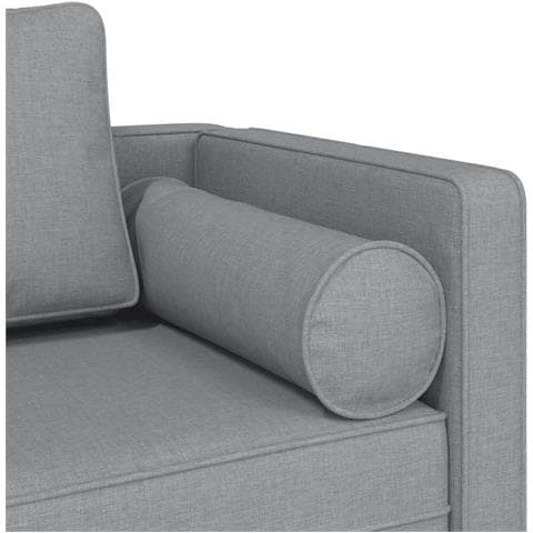 Chaise Longue Con Cuscini Grigio Chiaro In Tessuto - Foto 2