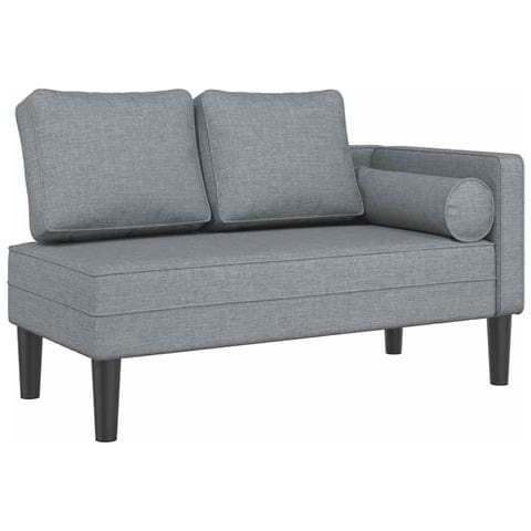 Chaise Longue Con Cuscini Grigio Chiaro In Tessuto - Foto 1