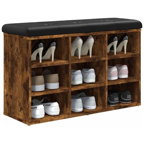Panca Porta Scarpe Rovere Fumo 82x32x50 Cm Legno Multistrato - Foto 3