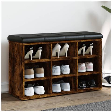 Panca Porta Scarpe Rovere Fumo 82x32x50 Cm Legno Multistrato - Foto 1