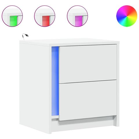 Comodino Con Luci Led Bianco In Legno Multistrato - Foto 2