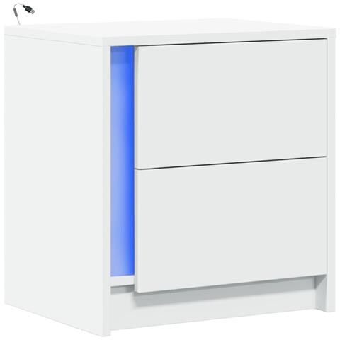 Comodino Con Luci Led Bianco In Legno Multistrato - Foto 3