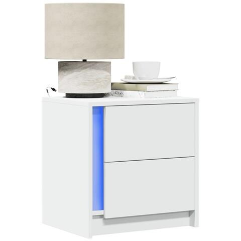 Comodino Con Luci Led Bianco In Legno Multistrato - Foto 1