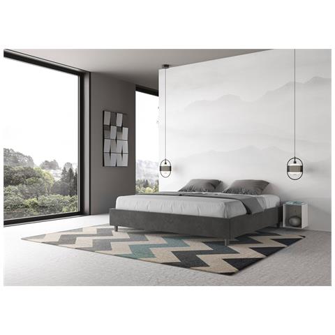 Letto Sommier Contenitore Imbottito 200x200 Microfibra Grigio Azelia - Foto 3