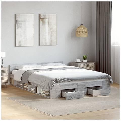 Giroletto Cassetti Grigio Sonoma 120x190 Cm Legno Multistrato - Foto 1