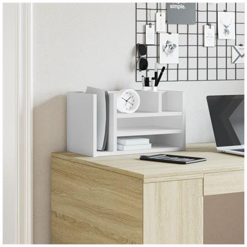 Organizer Da Scrivania Bianco 44,5x24x25 Cm Legno Multistrato - Foto 3