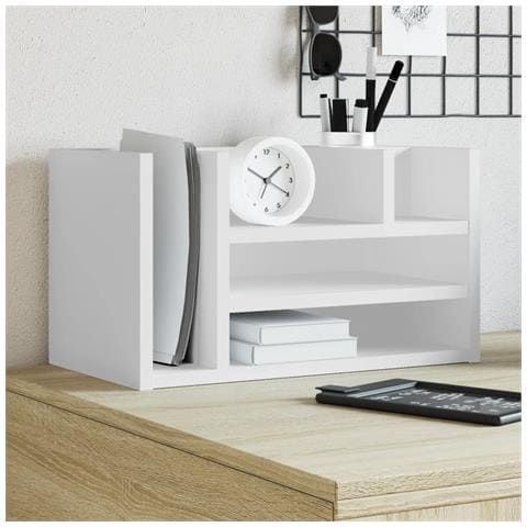 Organizer Da Scrivania Bianco 44,5x24x25 Cm Legno Multistrato - Foto 1