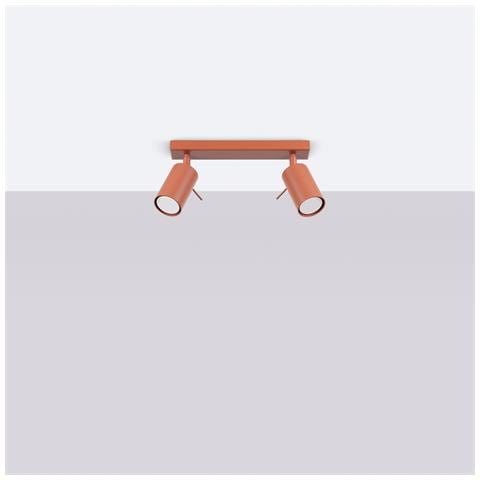 Lampada Da Soffitto Ring 2 Rosso Ocra Sl. 1507 - Moderno Lampada Da Soffitto Ocra Rossa 17x30x6 Cm - Foto 2