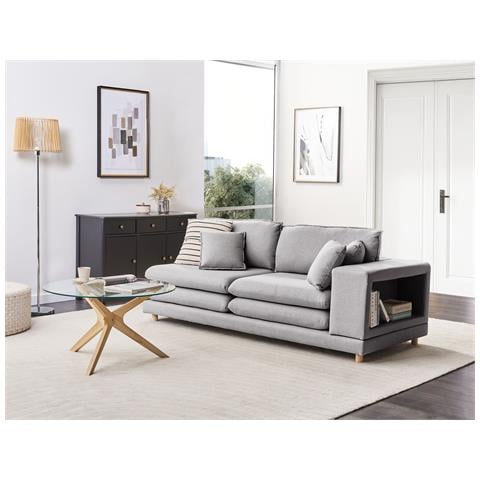 Divano 2 Posti Heden Tessuto Grigio Con Cuscino - Foto 1