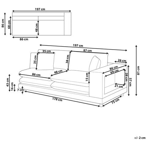 Divano 2 Posti Heden Tessuto Grigio Con Cuscino - Foto 8