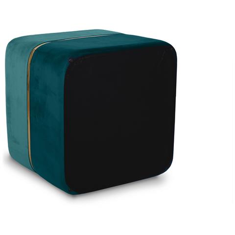 Pouf Kate In Velluto Blu Anatra E Metallo Dorato - Foto 2