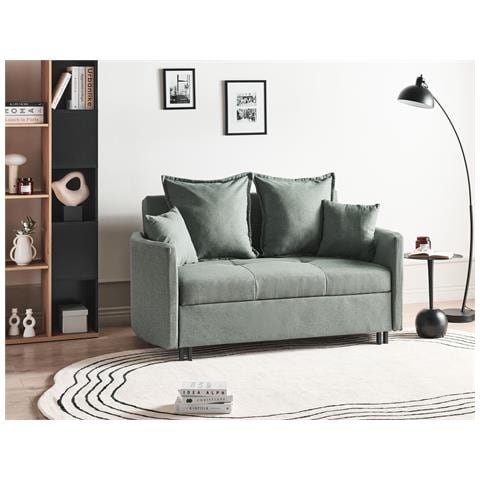Divano Letto 2 Posti Hovin Tessuto Verde - Foto 1