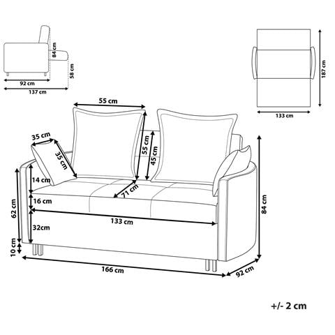 Divano Letto 2 Posti Hovin Tessuto Verde - Foto 7