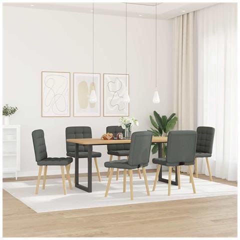 Sedie Da Pranzo 6 Pz Grigio Scuro In Tessuto - Foto 2