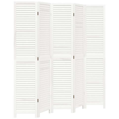 Divisorio Ambienti 5pannelli Bianco Legno Massello Di Paulownia - Foto 2