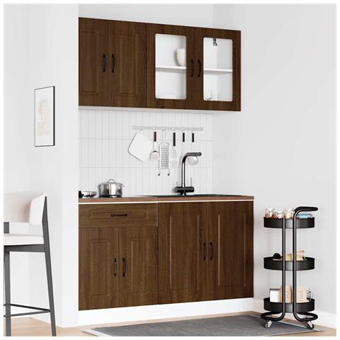 Set Mobili Da Cucina 4 Pz Kalmar Rovere Marrone In Truciolato - Foto 3