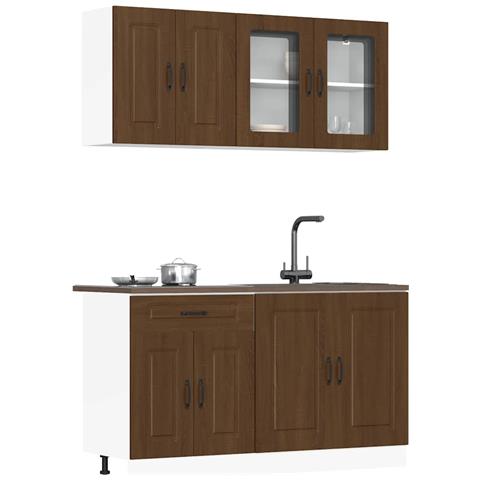Set Mobili Da Cucina 4 Pz Kalmar Rovere Marrone In Truciolato - Foto 1