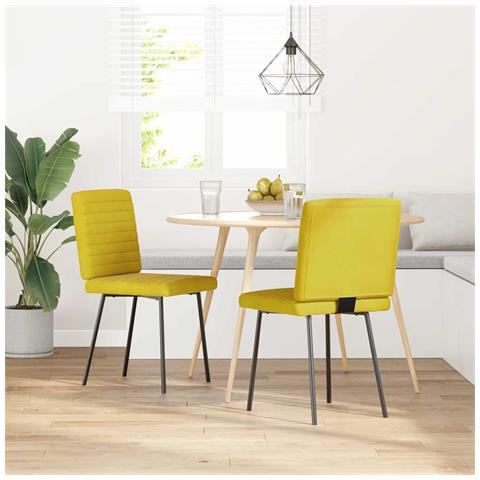 Sedie Da Pranzo 2 Pz Gialle In Velluto - Foto 1
