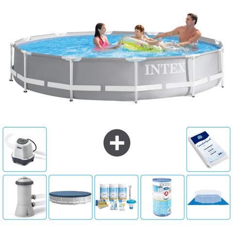 Piscina Fuori Terra - In Giro - 366x76 Cm - Grigio - Include Accessori Coordinati A2094 - Foto 1